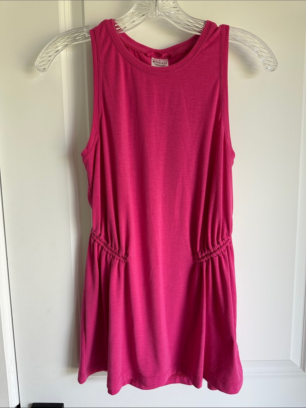 Athleta Zephyr Tank Top XS Pink Cinch Waist Sleeveless Athletic Tunic